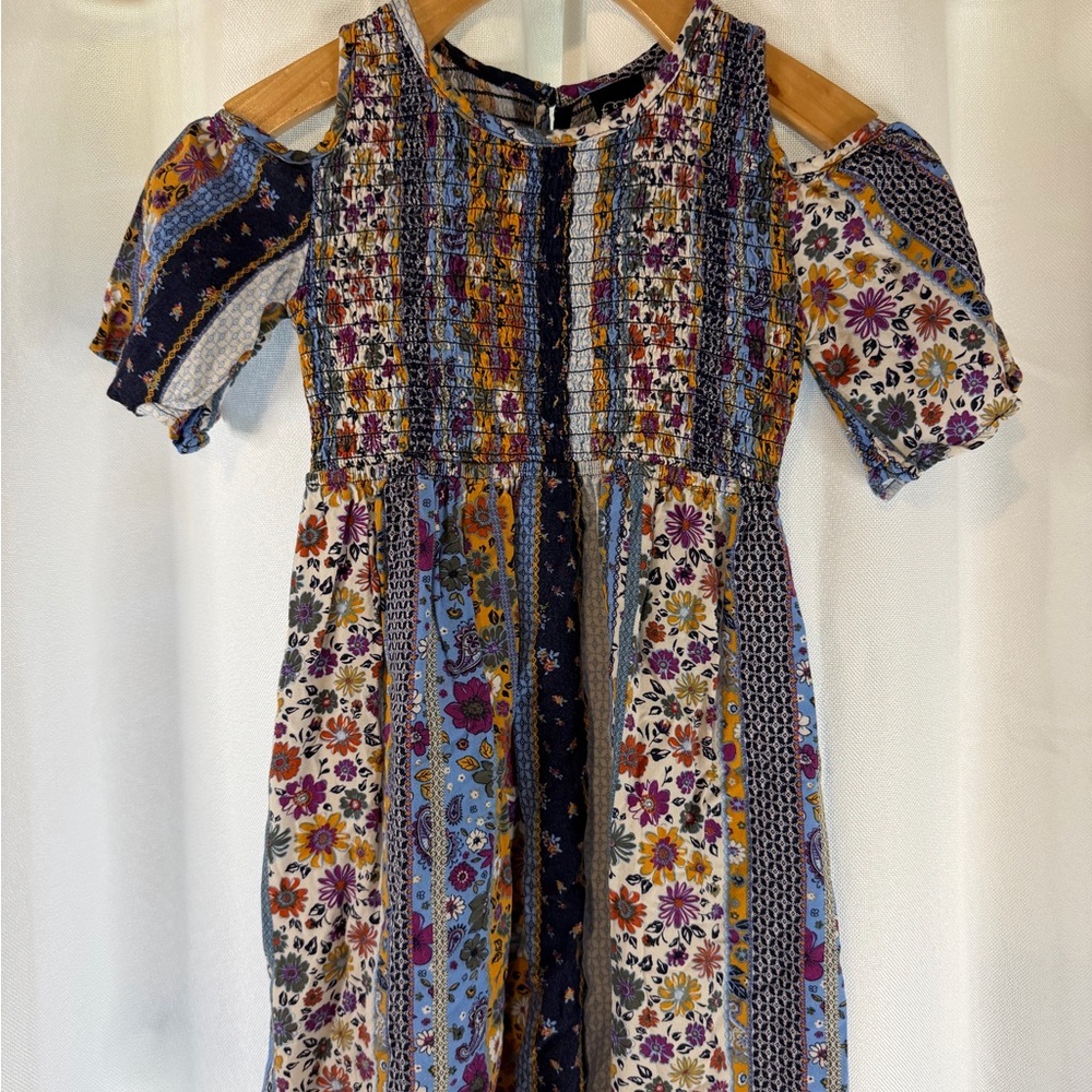 art class Multicolor Floral Cold-Shoulder Smocked Dress